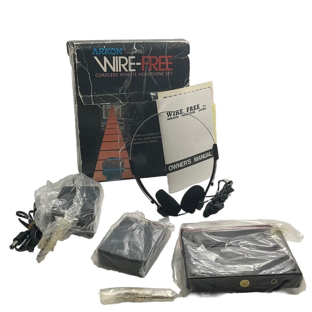 Vintage 1986 Infrared Transceiver Headphones Wireless For VCR by Akron NOS